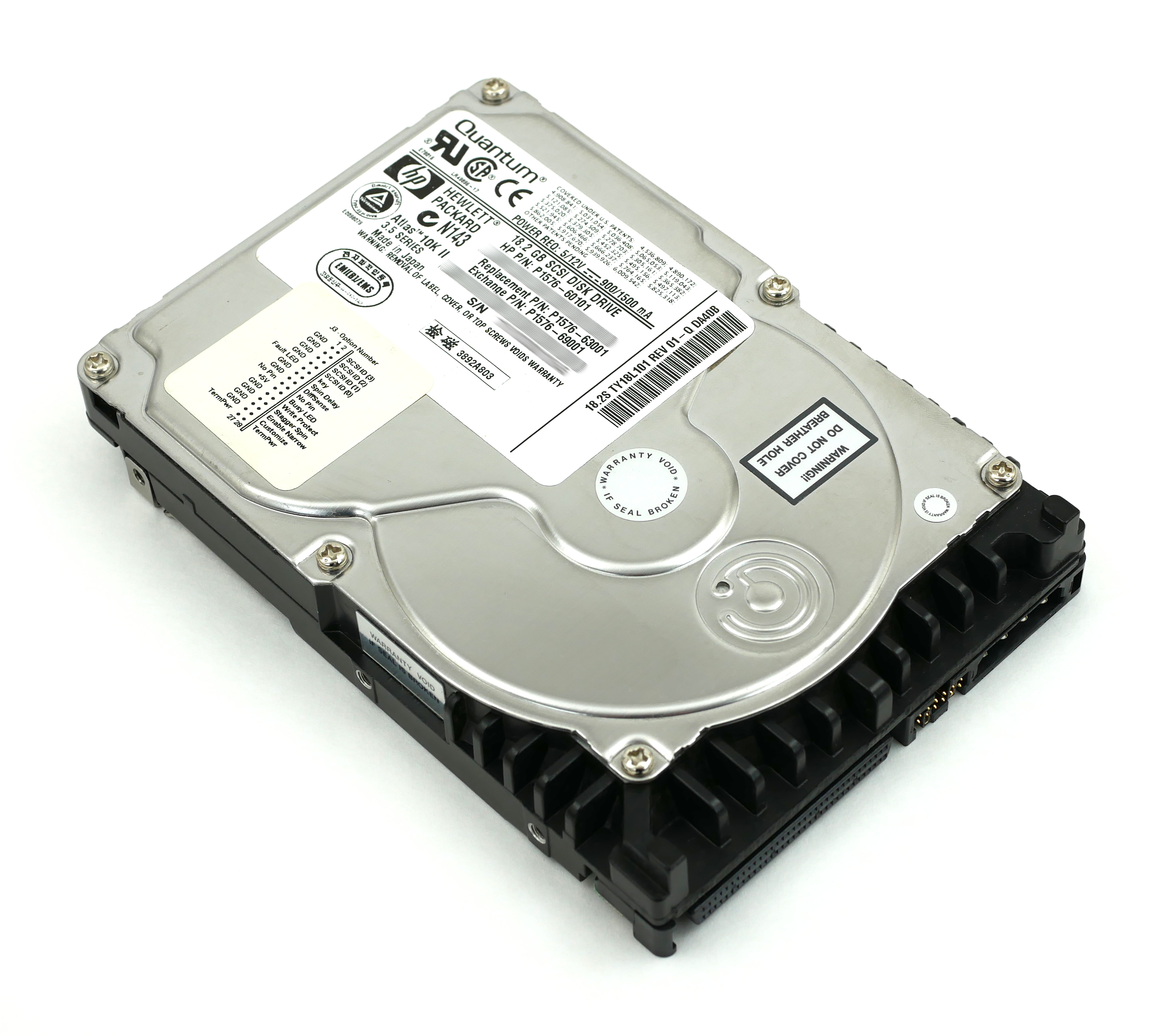 HP Quantum HDD SCSI 18.2GB 10K 3.5" U160 TY18L103 P1576-60101 P1576-63001