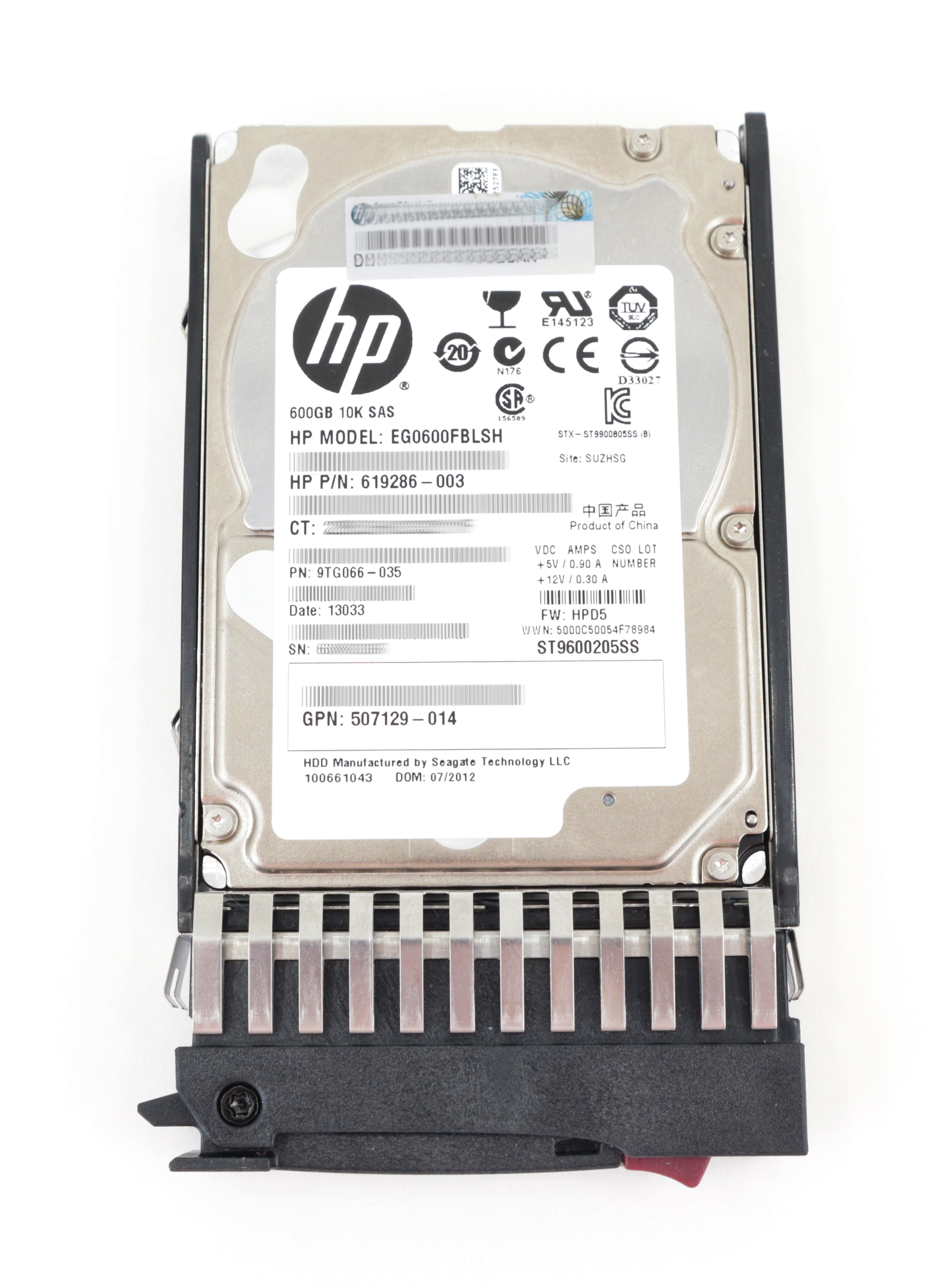 HP Seagate 600GB EG0600FBLSH ST9600205SS 10K SAS 2.5" 619286-003 581311-001