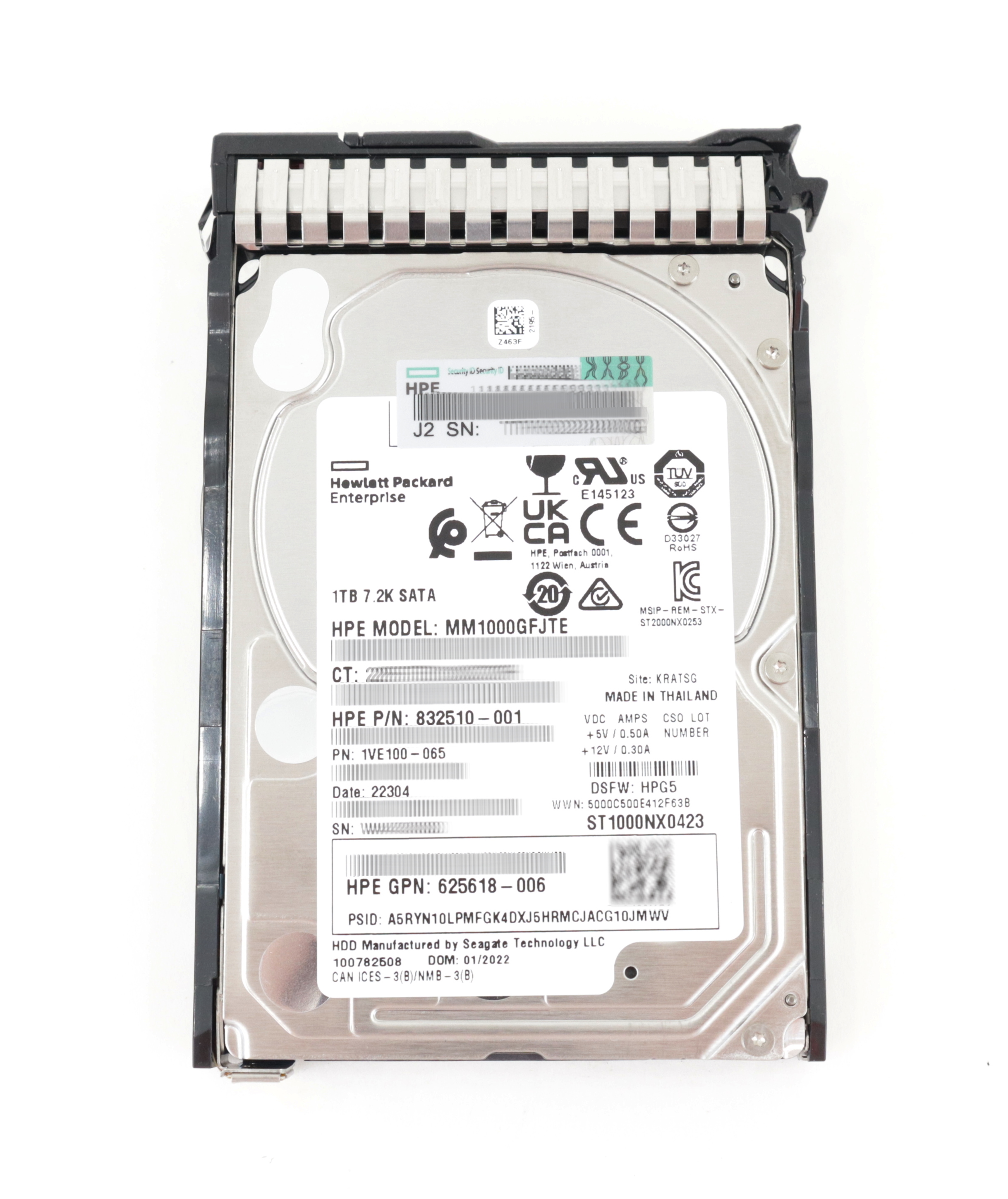 HPE Seagate 1TB MM1000GFJTE ST1000NX0423 2.5" 832510-001 656108-001 655710-B21