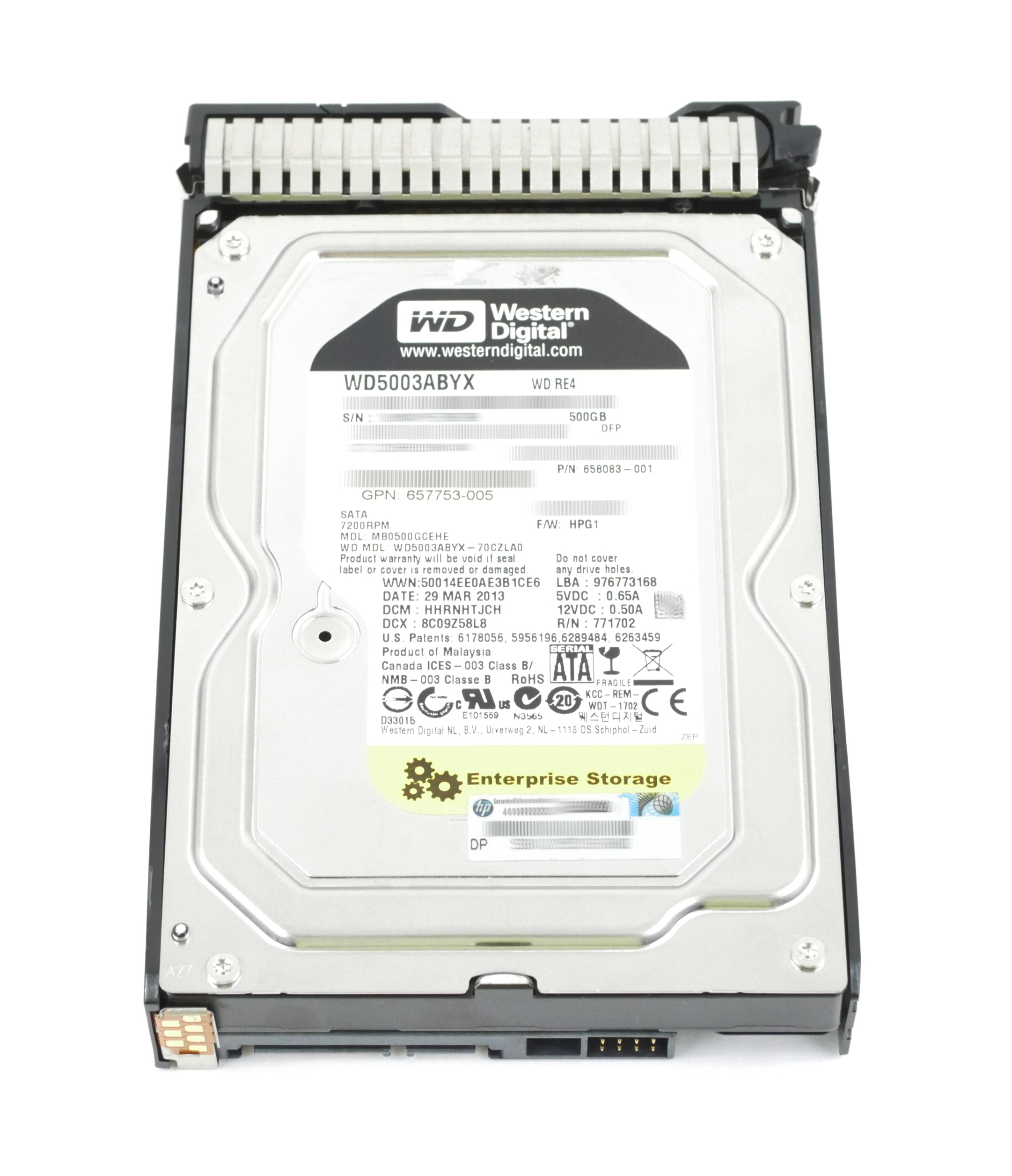 HP WD 500GB WD5003ABYX-70CZLA0 SATA 3.5" 658083-001 658103-001 658071-B21