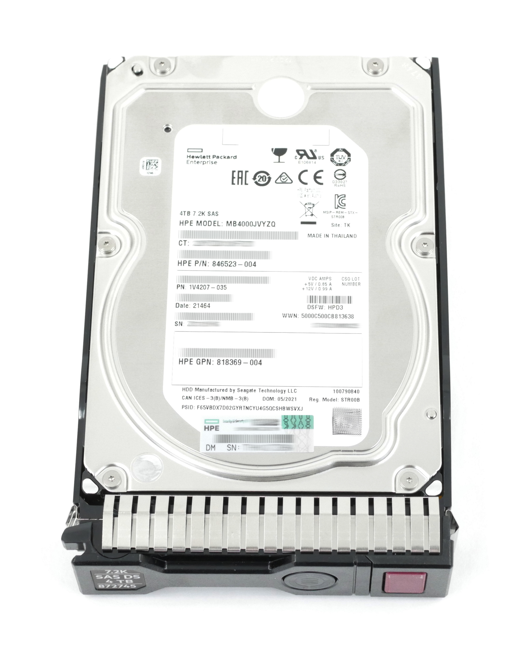 HPE Midline 4TB MB4000JVYZQ 7200 RPM SAS 3.5" 846523-004 872745-001 872487-B21