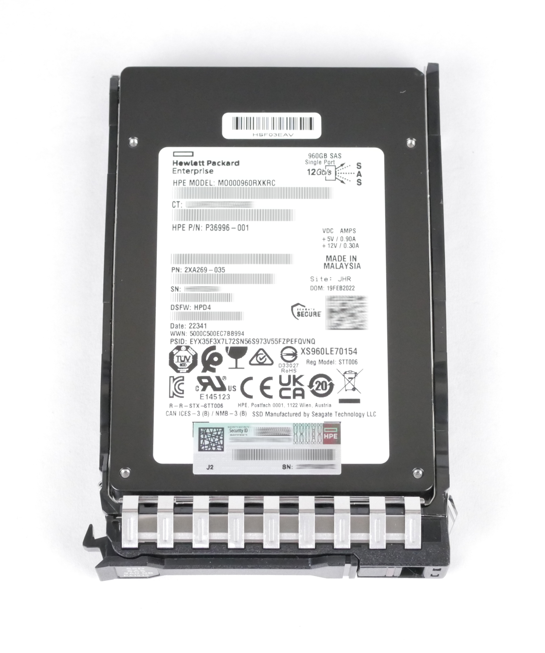 HPE 960GB MO000960RXKRC SAS 12GB/s 2.5" Hot-Swap P36996-001 P41535-001