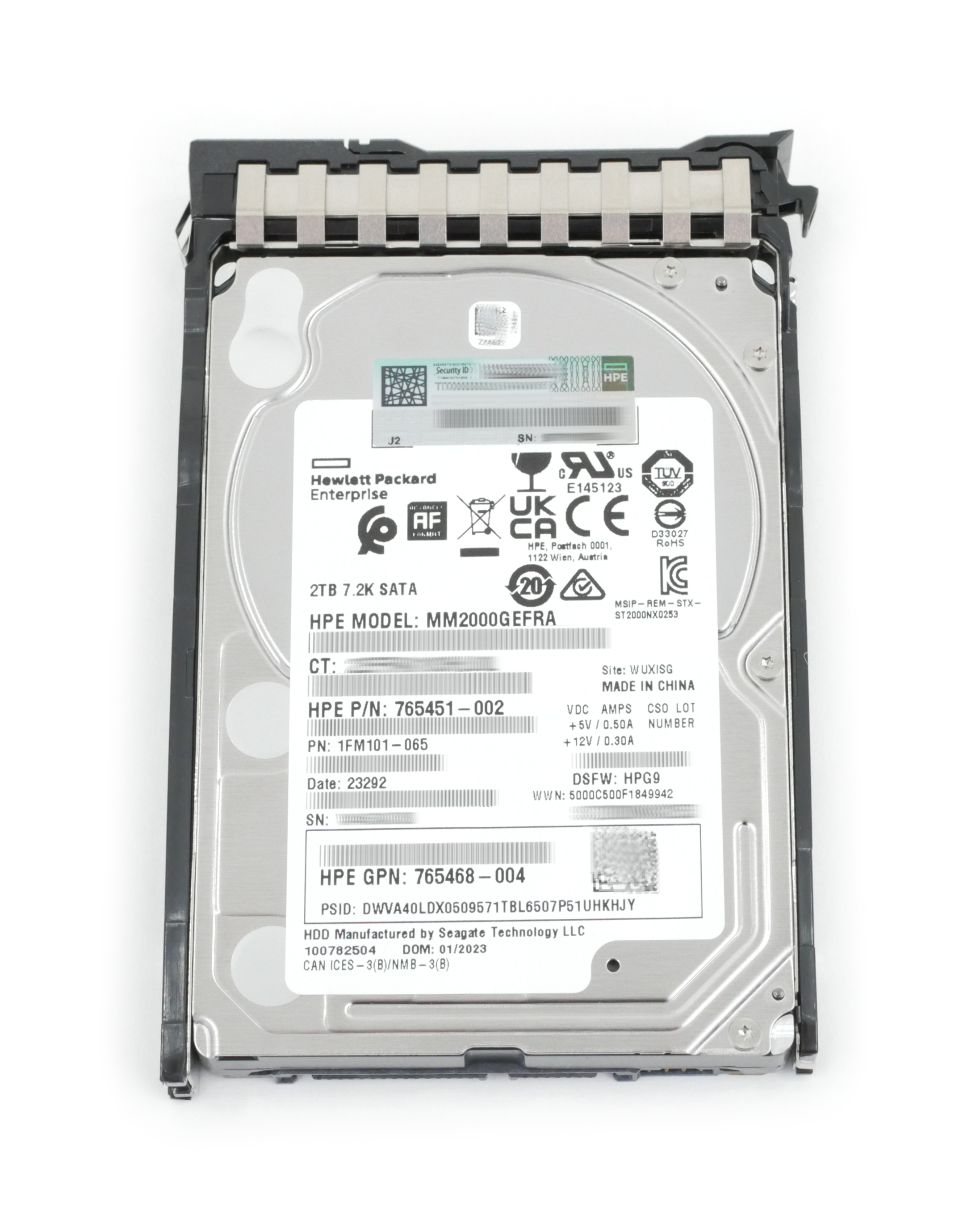 HP 2TB MM2000GEFRA SATA 7200 RPM 2.5" hot-swap 765451-002 P30573-001 P28500-B21