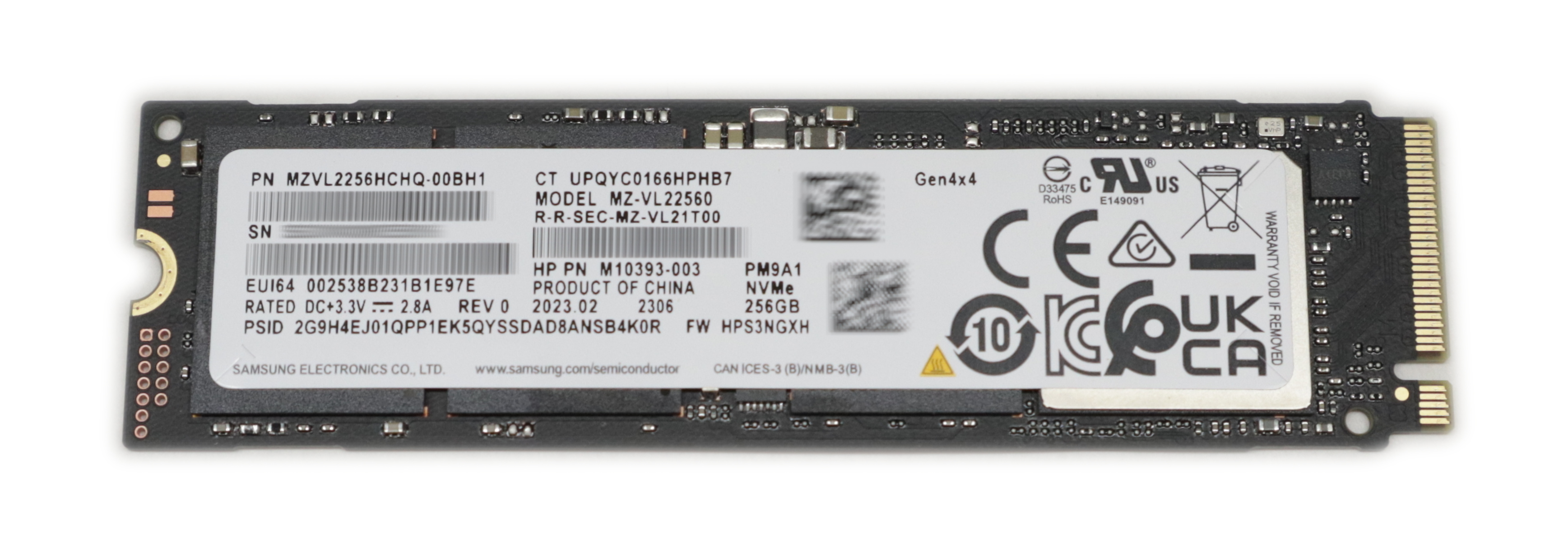 HP Samsung 256GB MZ-VL22560 SSD M.2 NVMe PM9A1 MZVL2256HCHQ-00BH1 M10393-003