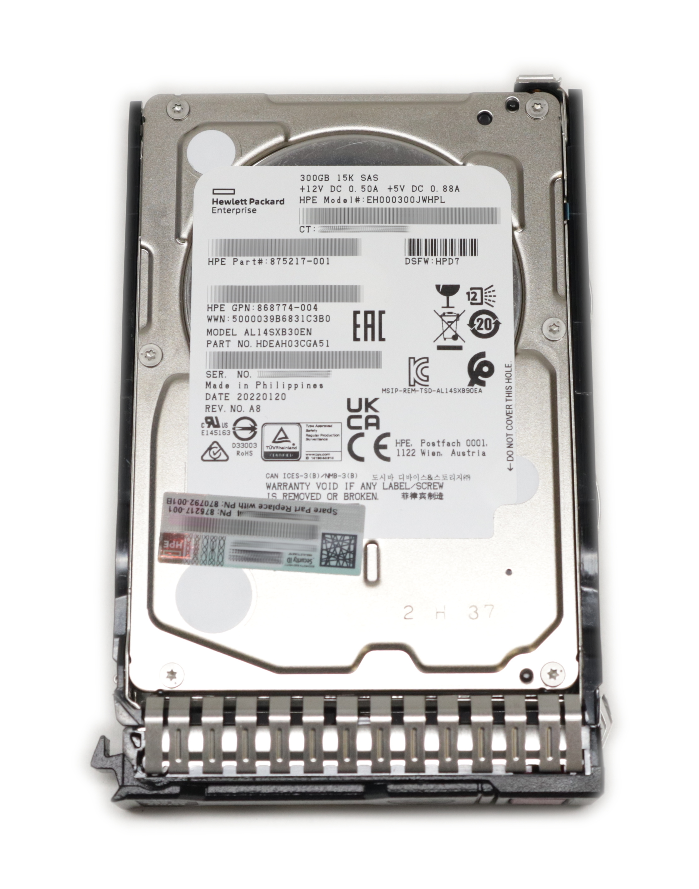 HP Toshiba 300GB EH000300JWHPL AL14SXB30EN SAS 12Gb/s 2.5" 875217-001 870792-001