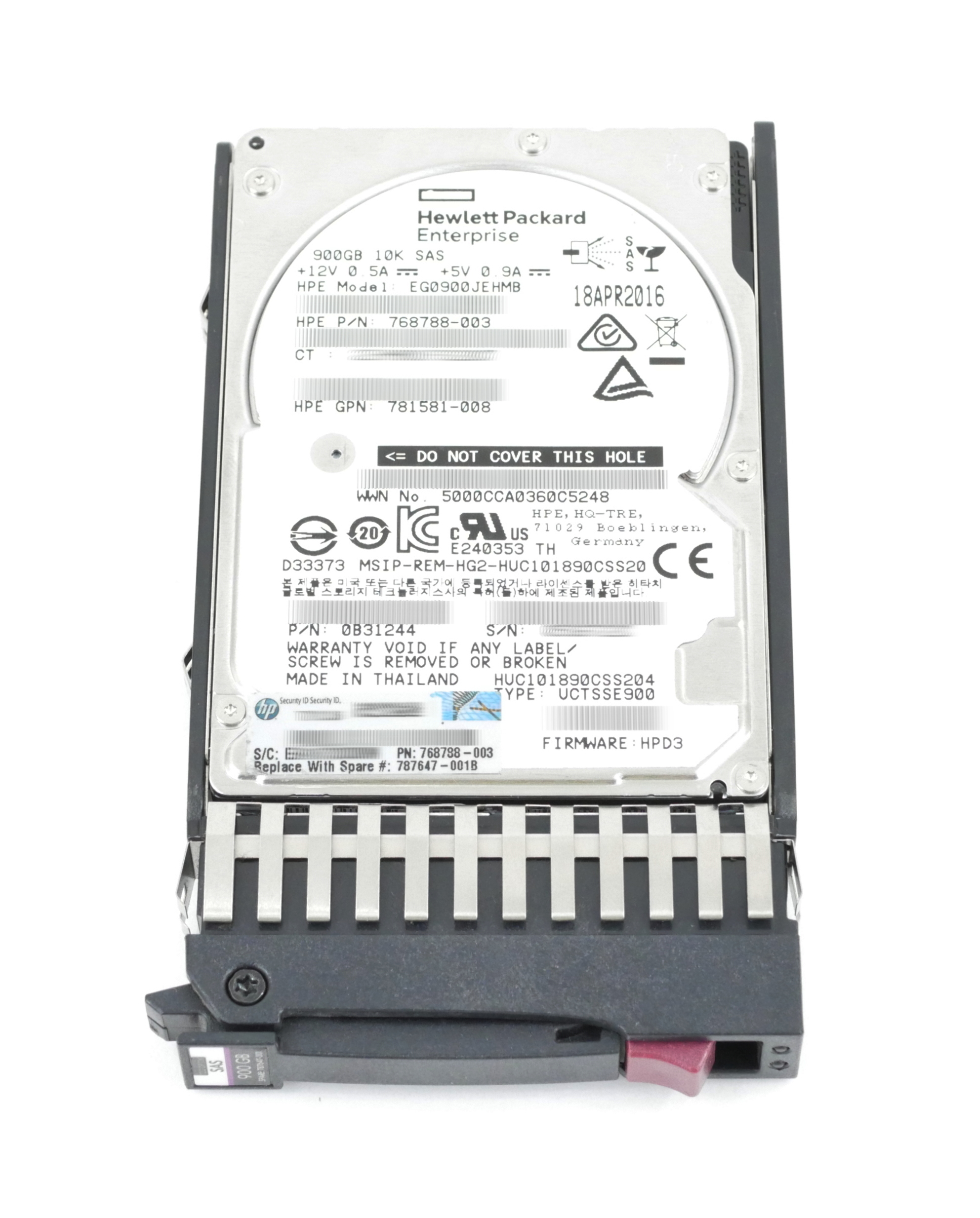 HPE Enterprise 900GB EG0900JEHMB 10K RPM SAS 2.5" SFF 768788-003 78747-001