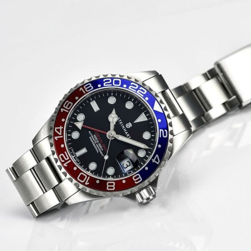 Steinhart Ocean 39 GMT BLUE-RED Men's Diver Watch Blue-Red Bezel/Black Dial 103-0848