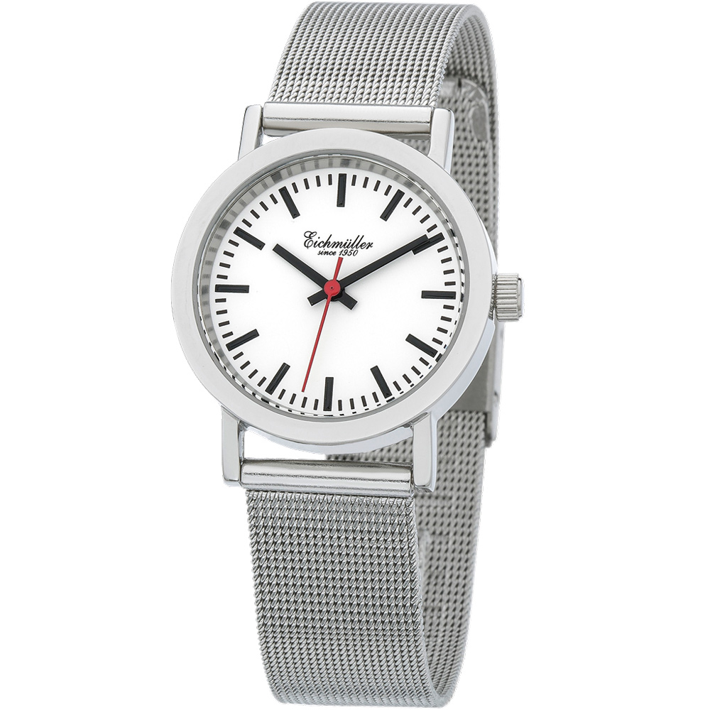 Eichmuller DAU-quartz station style Miyota 2035 30mm Ladies German Watch White Dial 1746-03