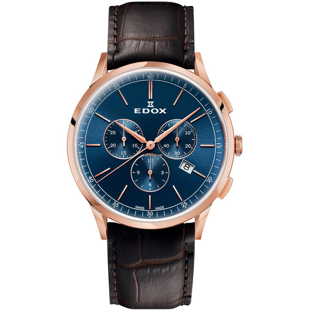 Edox Les Vauberts Chronograph Men's Watch 42mm 10236-37RC-BUIR