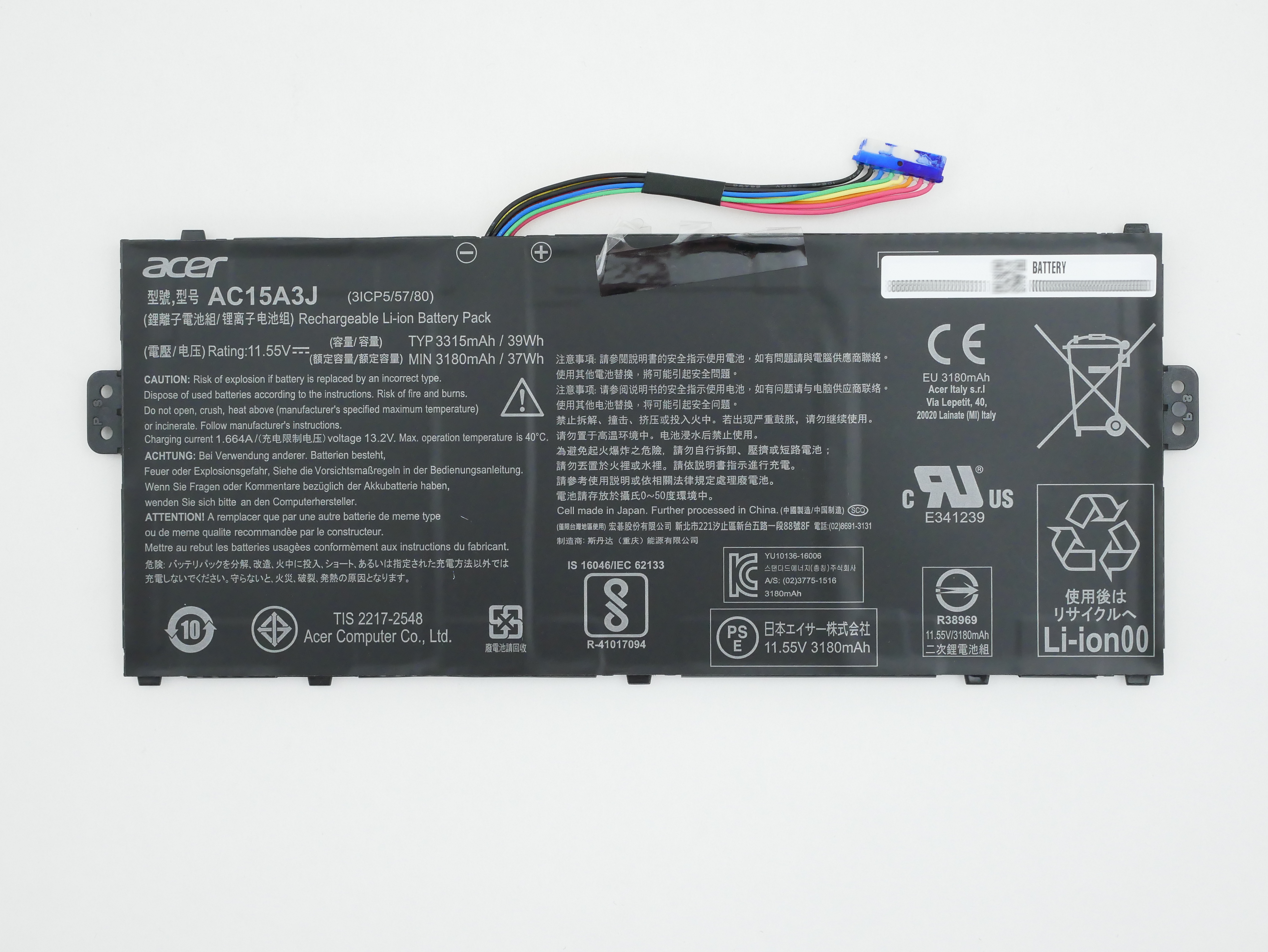 Acer Battery for Chromebook R 11 C738T-C5R6 AC15A3J (3ICP5/57/80)