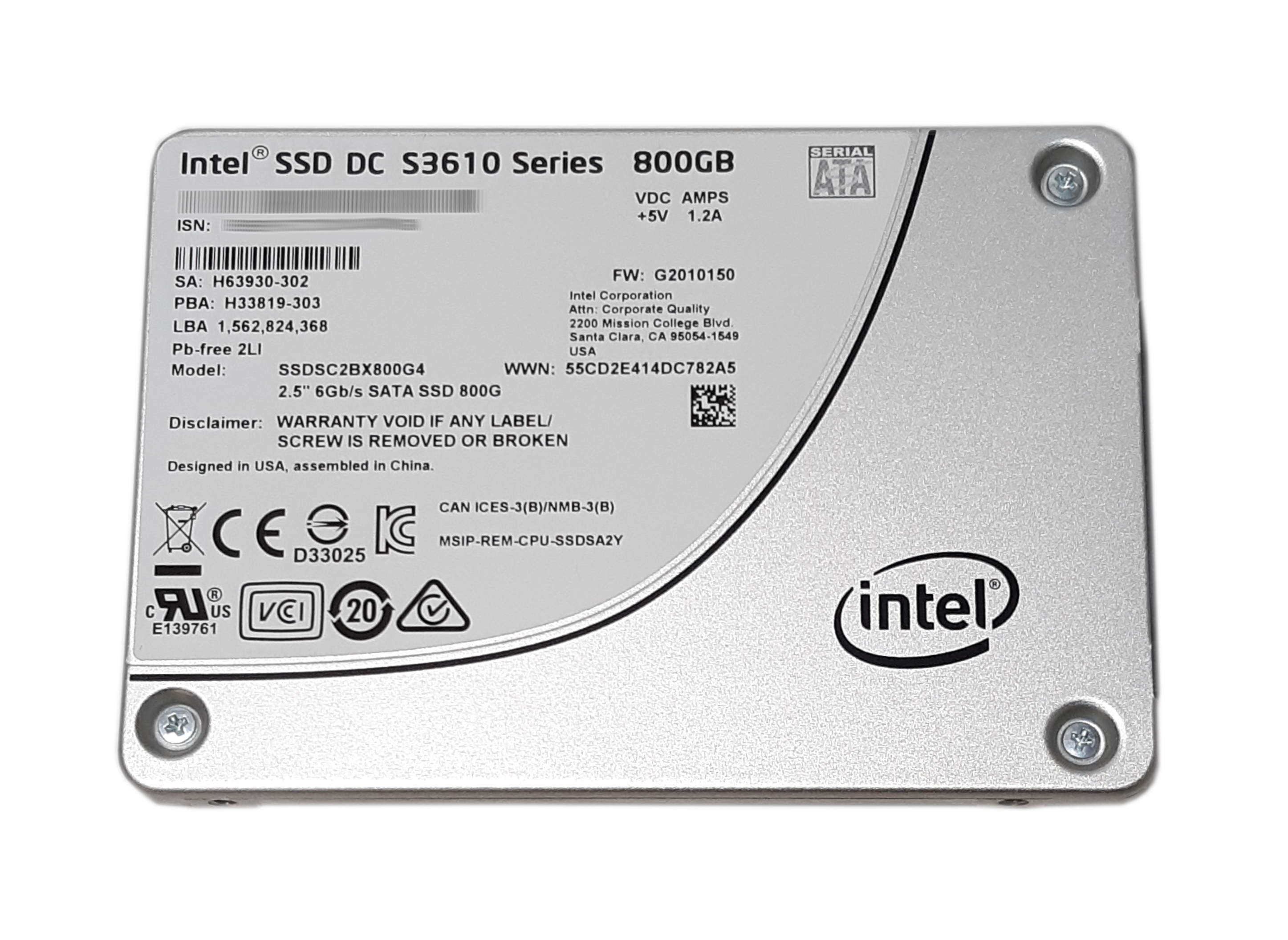 Intel SSD 800GB DC S3610 2.5" SATA 6Gb/s SSDSC2BX800G4