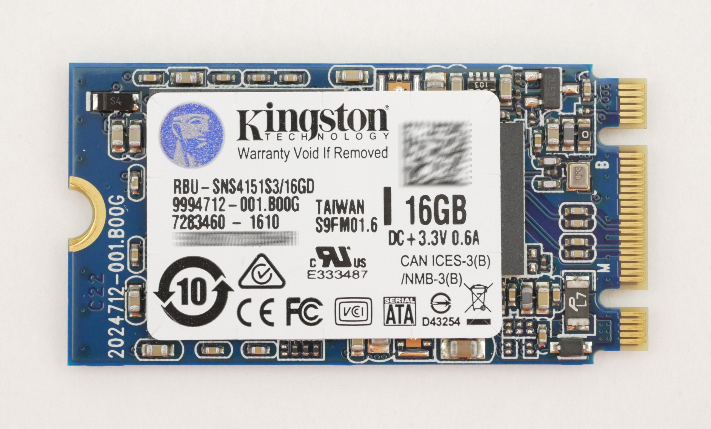 Kingston 16GB RBU-SNS4151S3/16GB SSD M.2 2242 For Chromebook