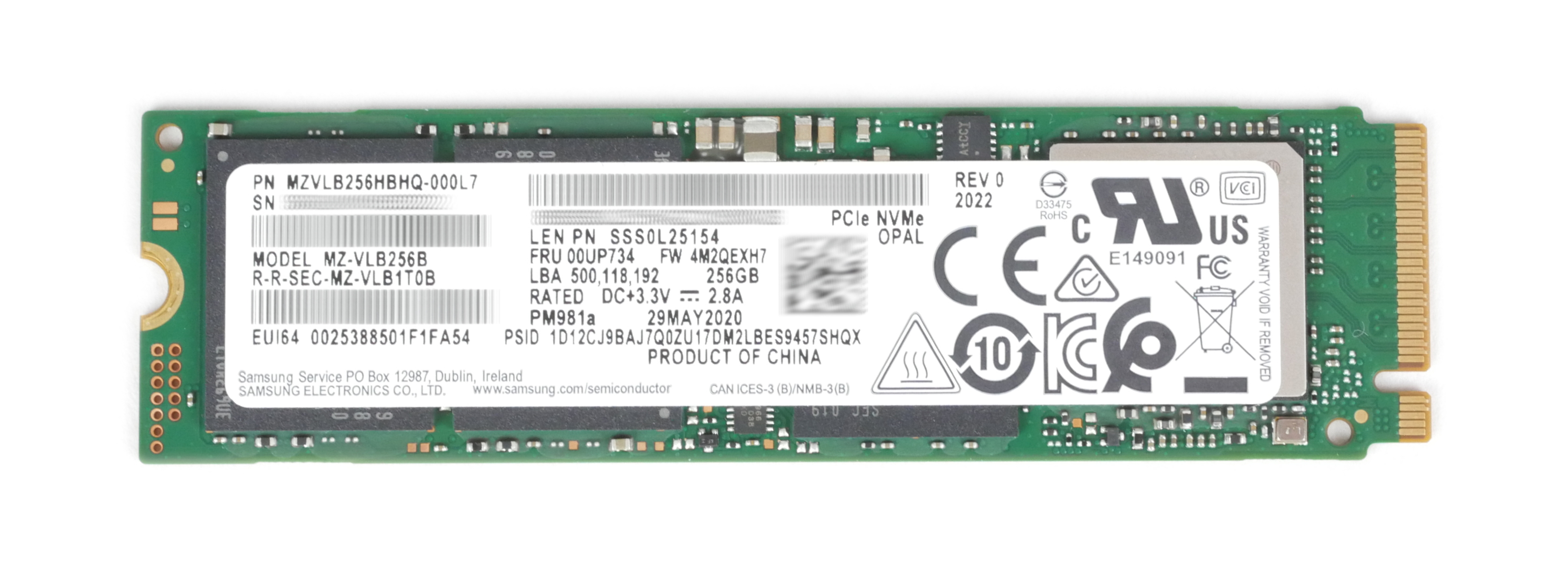 Lenovo Samsung 256GB MZVLB256HBHQ-000L7 SSD M.2 MZ-VLB256B PCI-E NVMe 00UP734