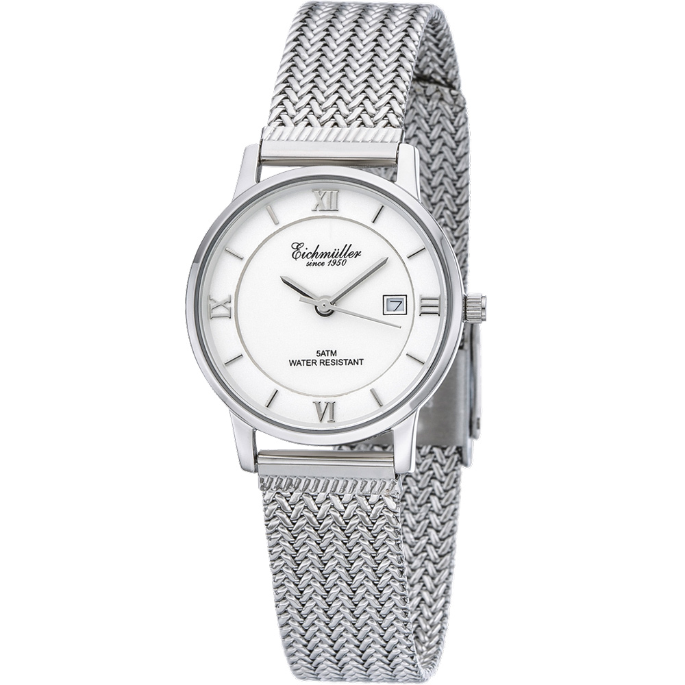 Eichmuller DAU-quartz-flat steel Miyota 1M12 30mm Ladies German Watch White Dial 3256-02