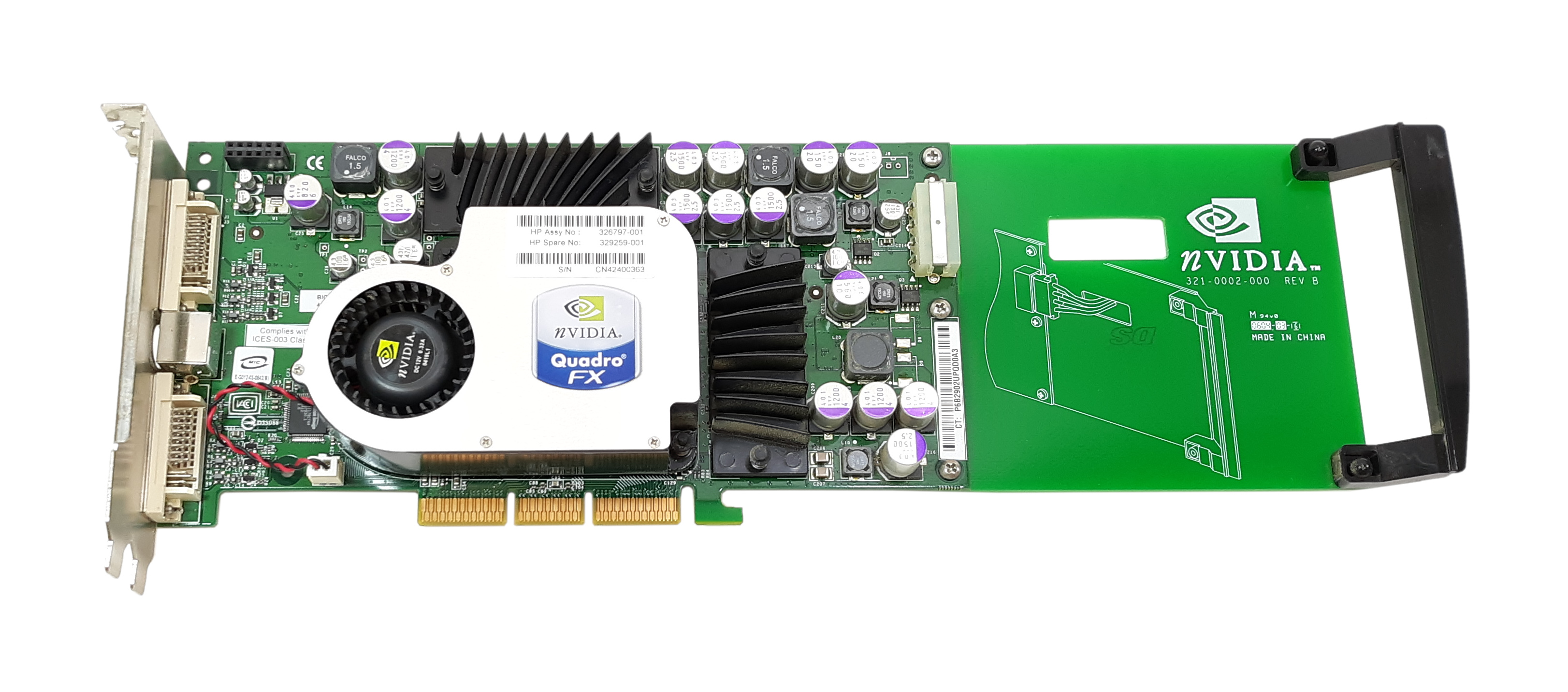 HP nVidia Quadro FX2000 AGP Dual DVI 326797-001 329259-001