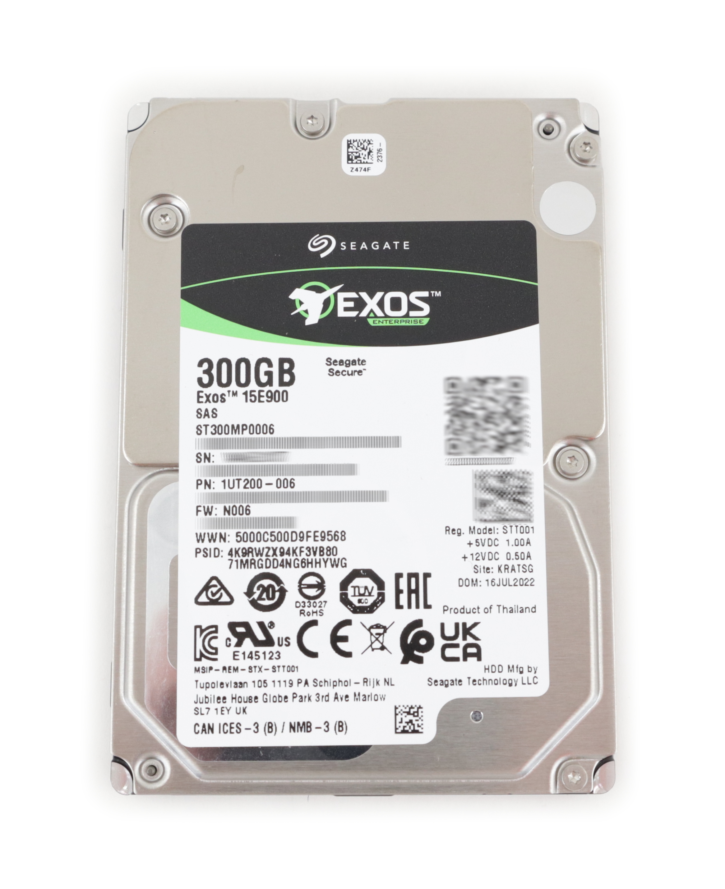 Seagate Exos 15E900 Enterprise 300GB ST300MP0006 SAS 15K RPM 2.5" SFF 1UT200-006