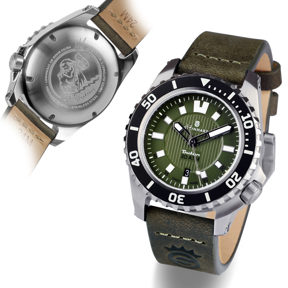 Steinhart Triton 30 ATM GREEN Diver Watch Men 45mm Auto 103-0998 Special Edition