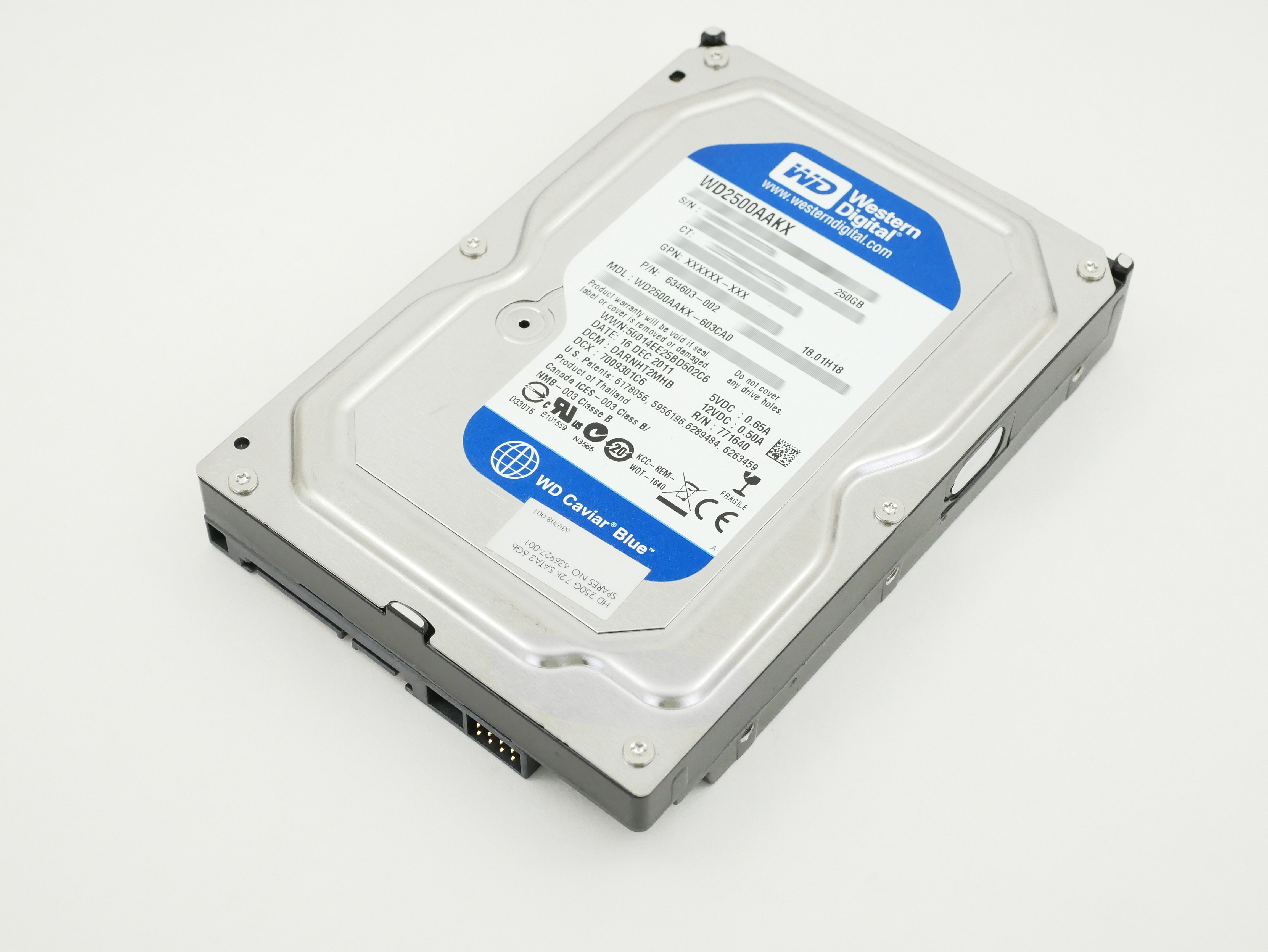 HP WD Blue 250GB HDD WD2500AAKX-603CA0 SATA 6.0GB/s 3.5" 634603-002 636927-001