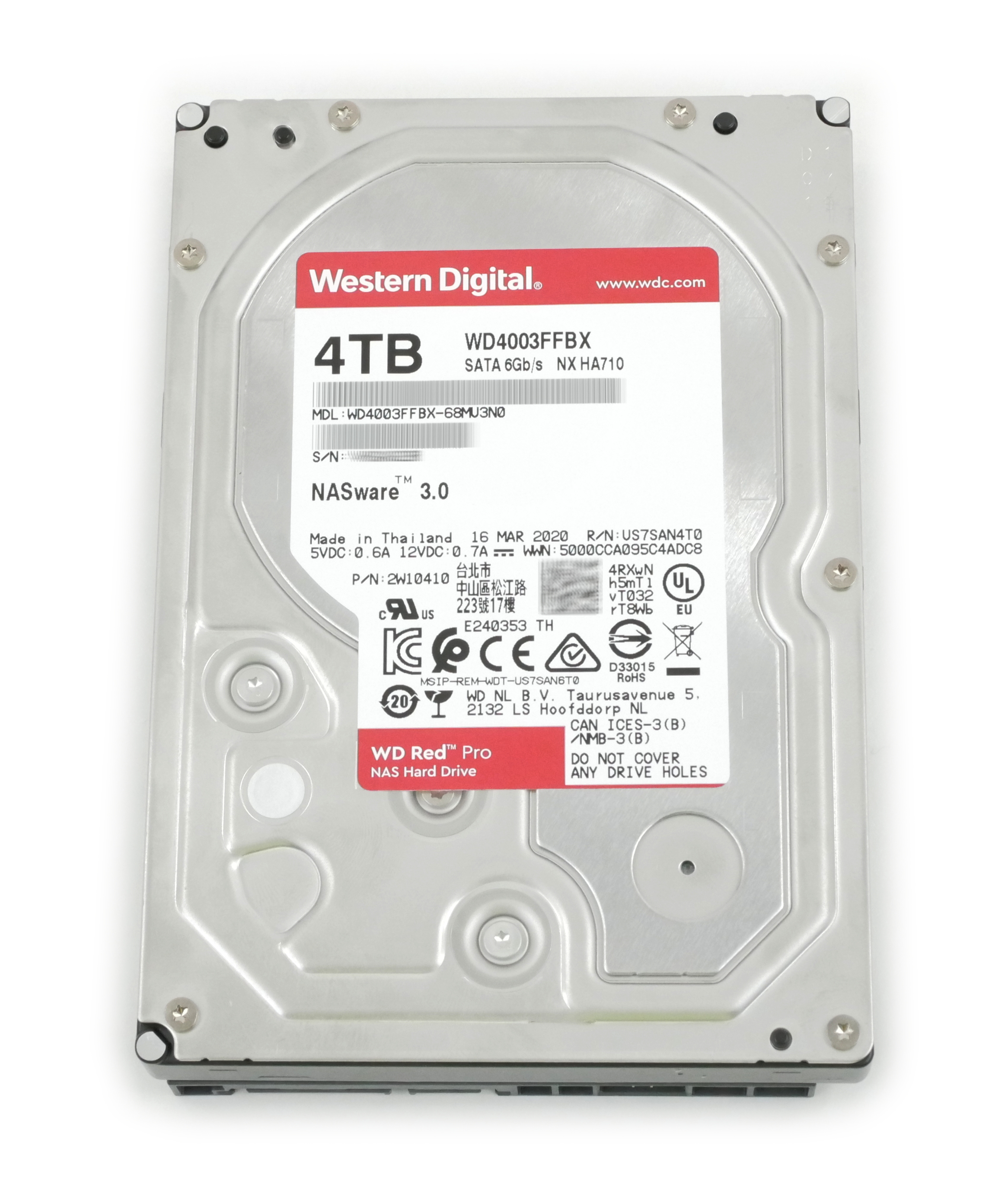 WD Red Pro NAS 4TB WD4003FFBX-68MU3N0 7200 RPM SATA 6Gb/s 3.5" NX HA710