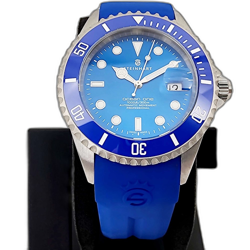 Steinhart OCEAN ONE Premium 42 Blue 106-0458 Automatic Diver Watch Rubber Strap