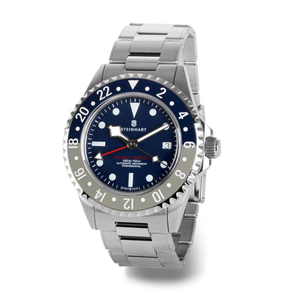 Steinhart Ocean 3 GMT Blue-Grey Ceramic 42mm Auto Men Watch SW330-2 103-1327