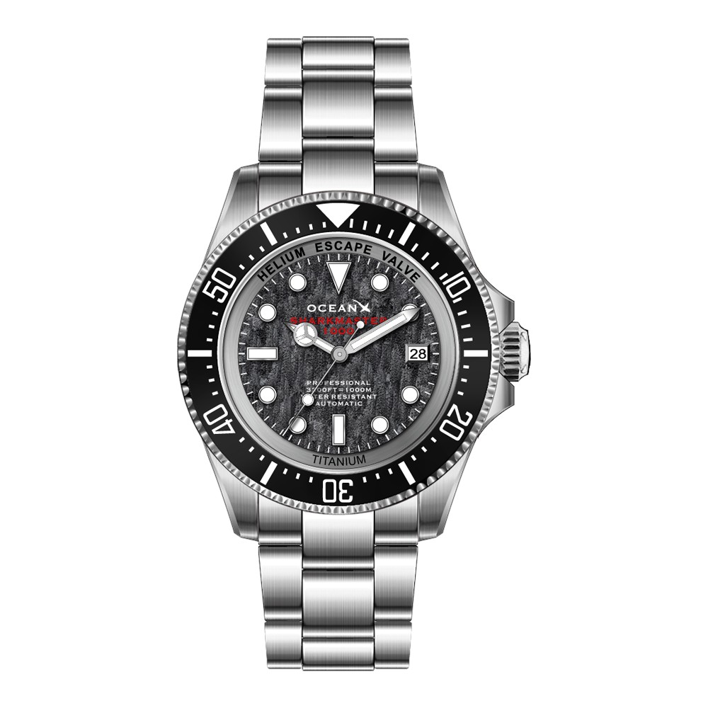 OceanX Sharkmaster 1000 Titanium Automatic Mens Diver Watch Grey Birch SMTi1011