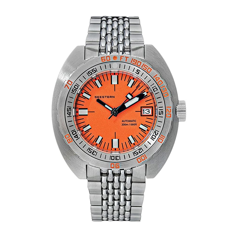 Seestern Orange Vintage Sub 300 42mm Automatic Men's Diver Watch NH35A WR200