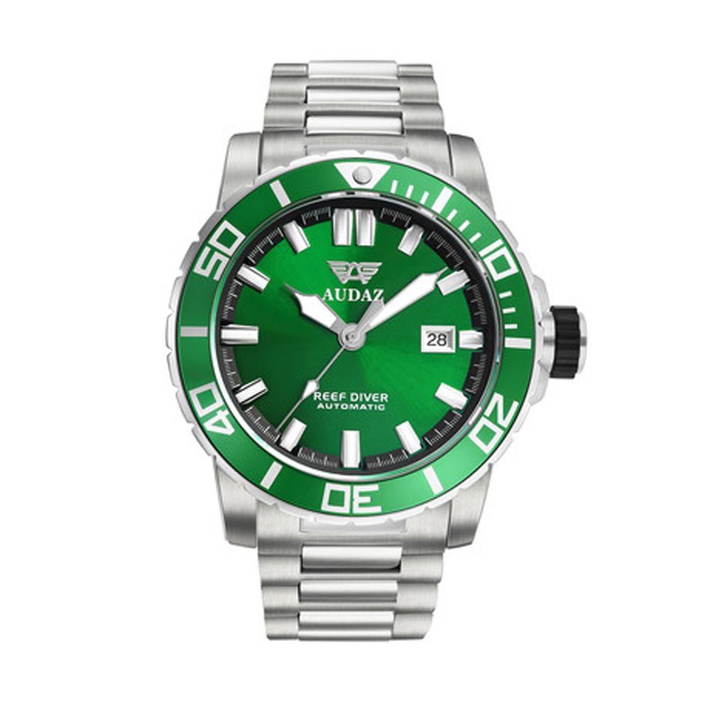 Audaz Reef Diver Green Sunray Men's Diver Automatic Watch 45mm ADZ-2040-06