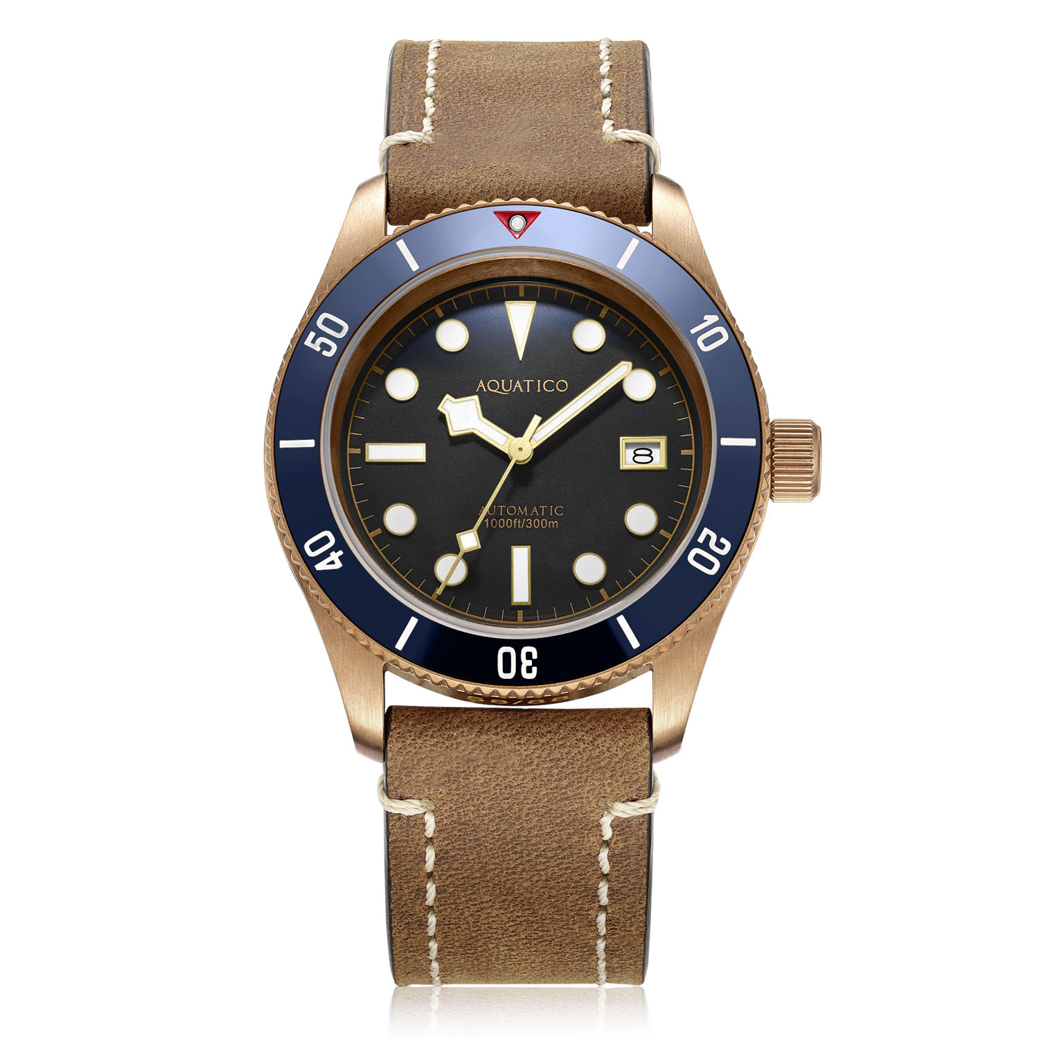 Aquatico Bronze Sea Star Automatic Men's Watch Bronze Case/Black Dial/Blue Bezel