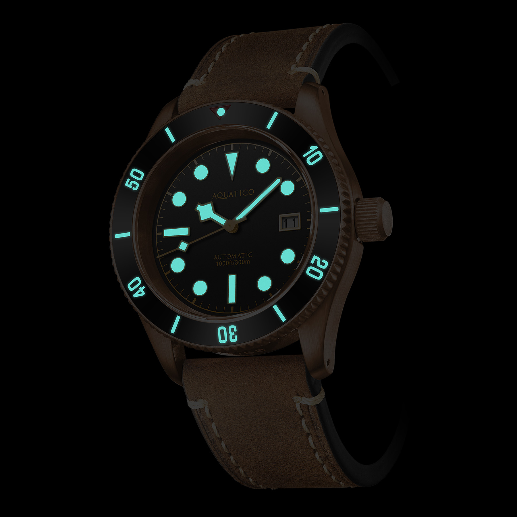 Aquatico Bronze Sea Star Automatic Men's Watch Bronze Case/Black Dial/Blue Bezel