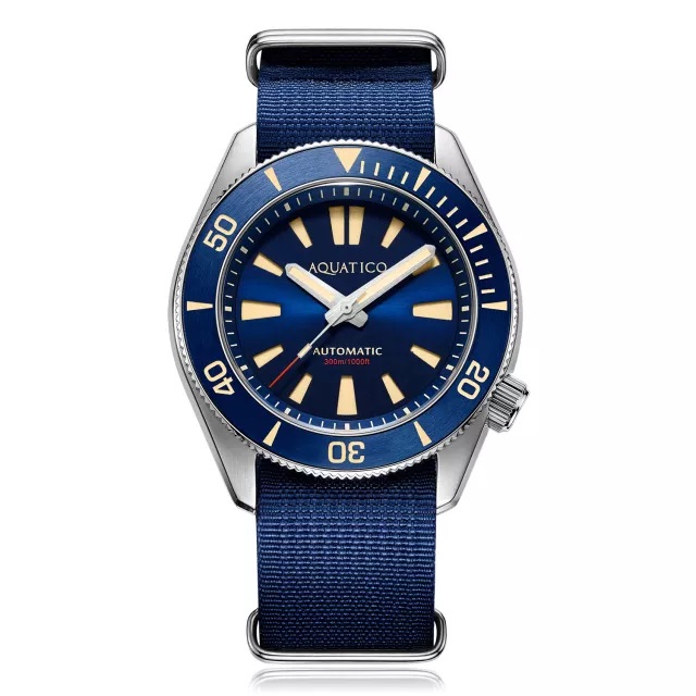 Aquatico Poseidon Automatic Men's Diver Watch Blue Dial / Blue Strap