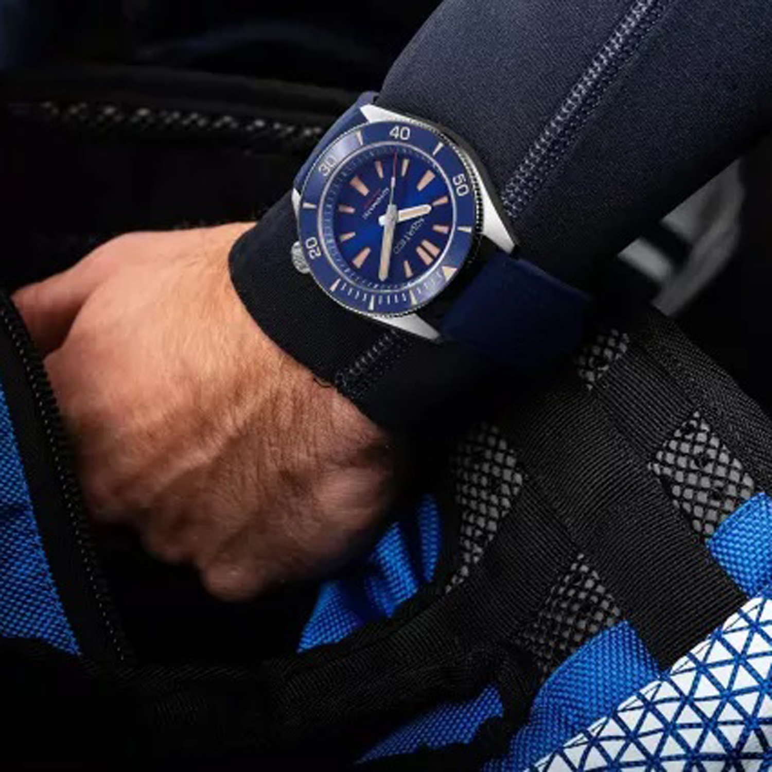 Aquatico Poseidon Automatic Men's Diver Watch Blue Dial / Blue Strap