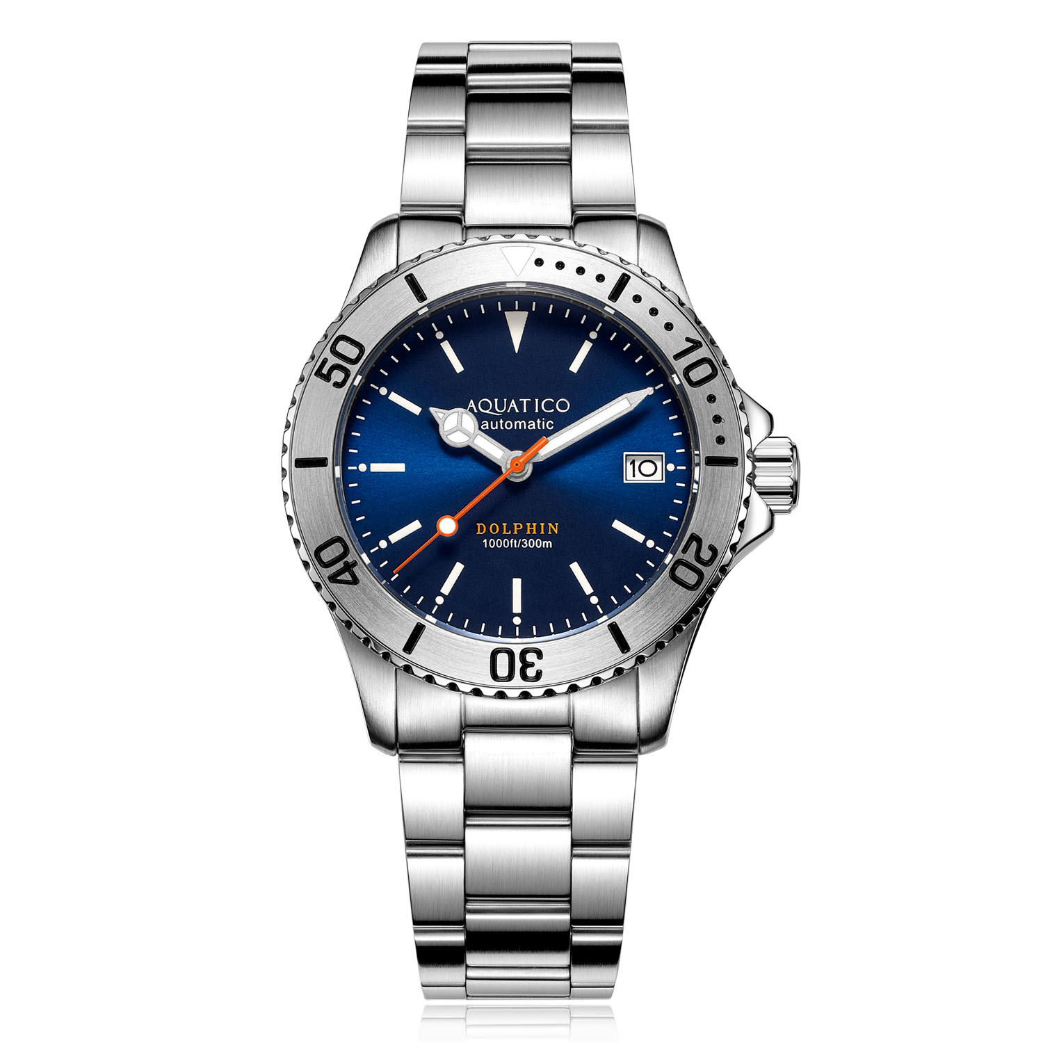 Aquatico Dolphin 39mm Automatic Men's Diver Watch Blue Dial AQ1010S-BL-NH35