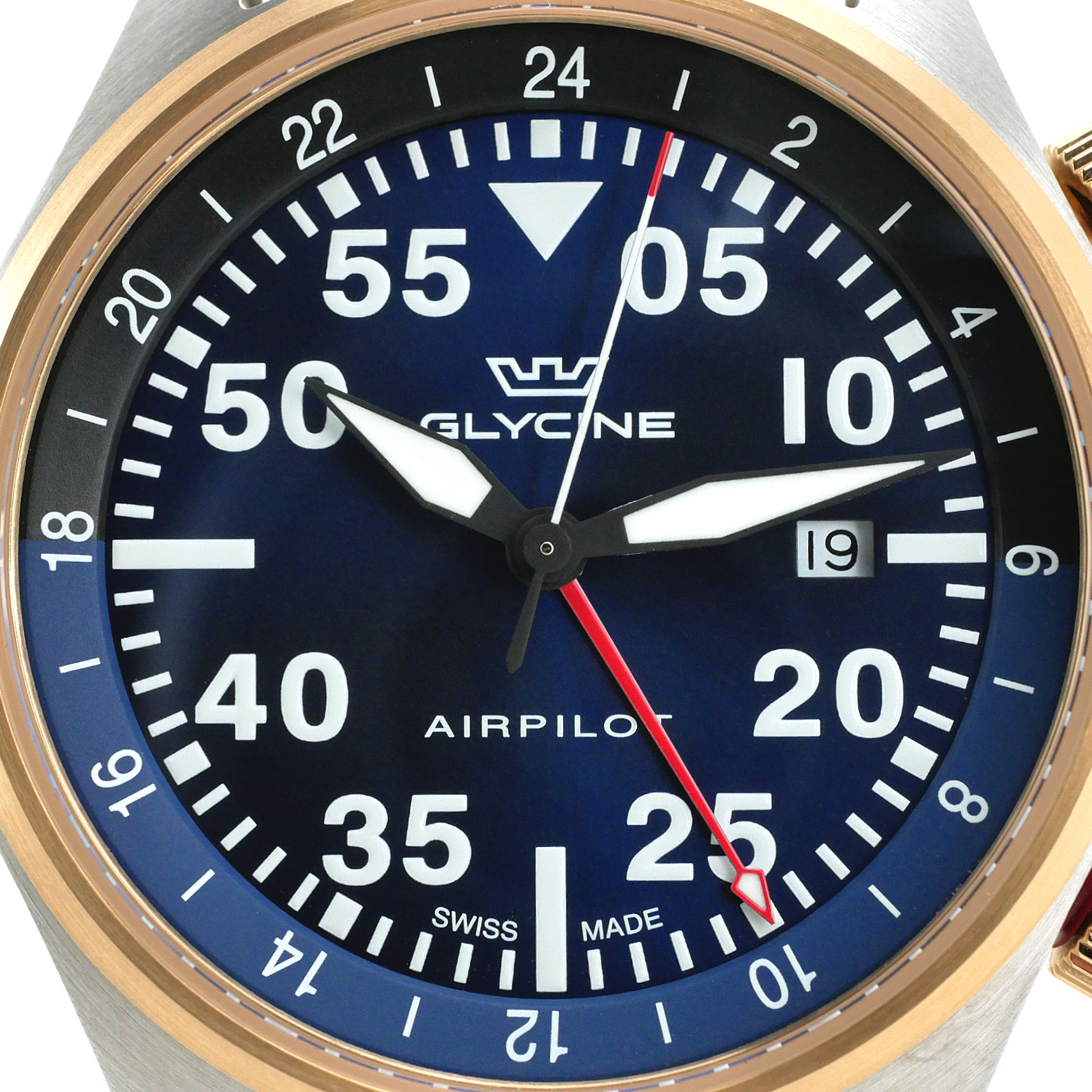 Glycine Airpilot GMT Swiss Men's Watch Blue Dial / Leather Strap GL0352