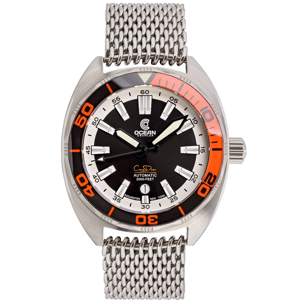 Ocean Crawler Core v3 Automatic Diver Men's Watch 44mm Red-Black Bezel/Black-White Dial