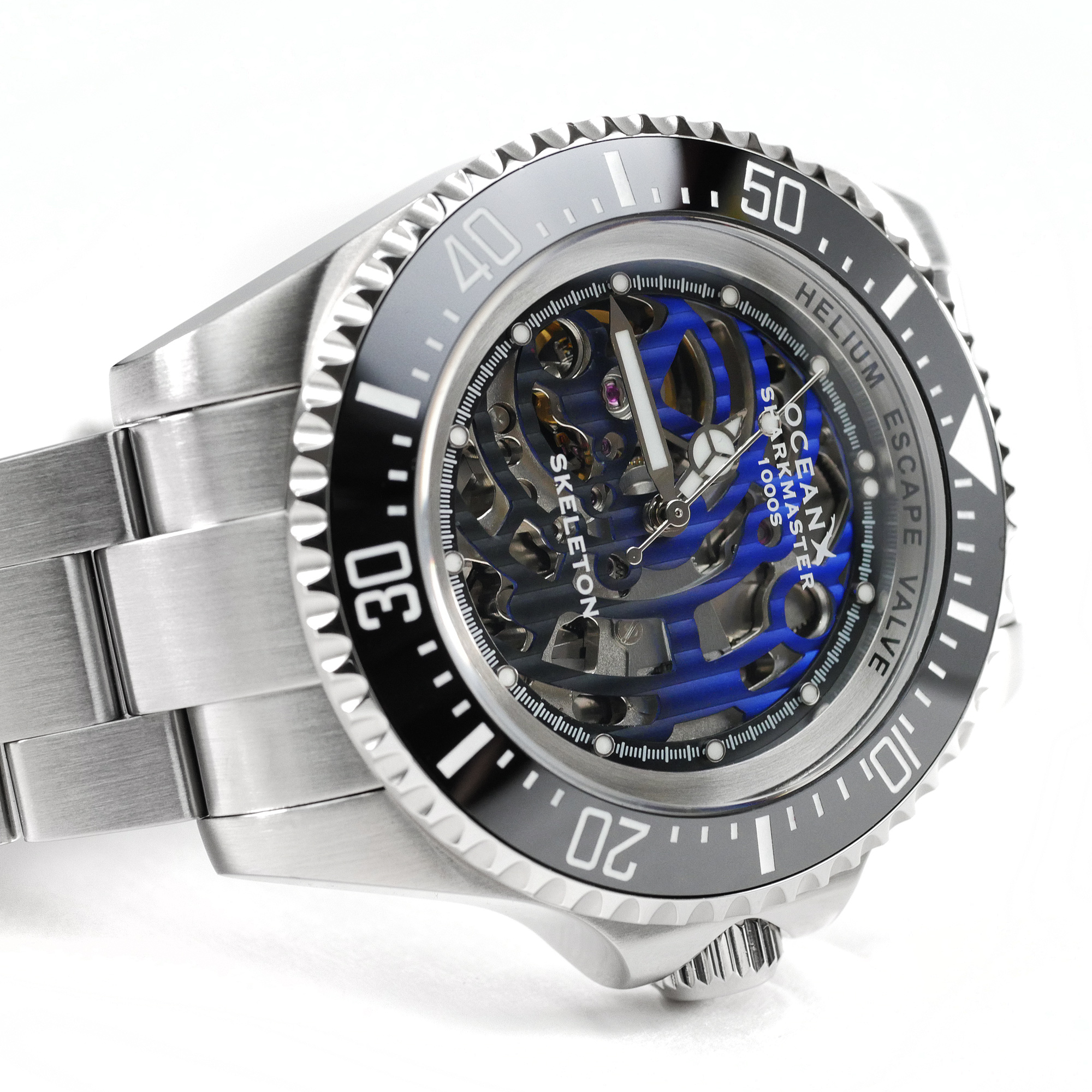 OceanX Sharkmaster 1000 Skeleton 44mm Automatic Men's Diver Watch WR1000m SMS1012S Limited Edition