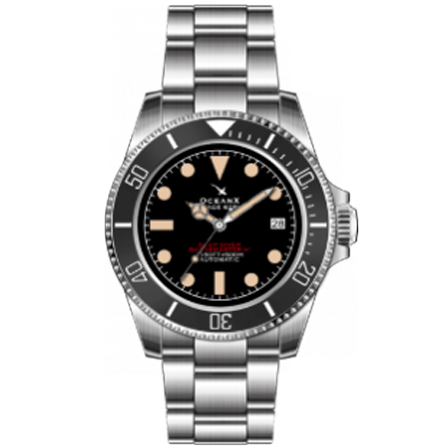 OceanX Sharkmaster-V2 Men's Diver Watch 40mm Black Dial / Black Bezel V2SMS521