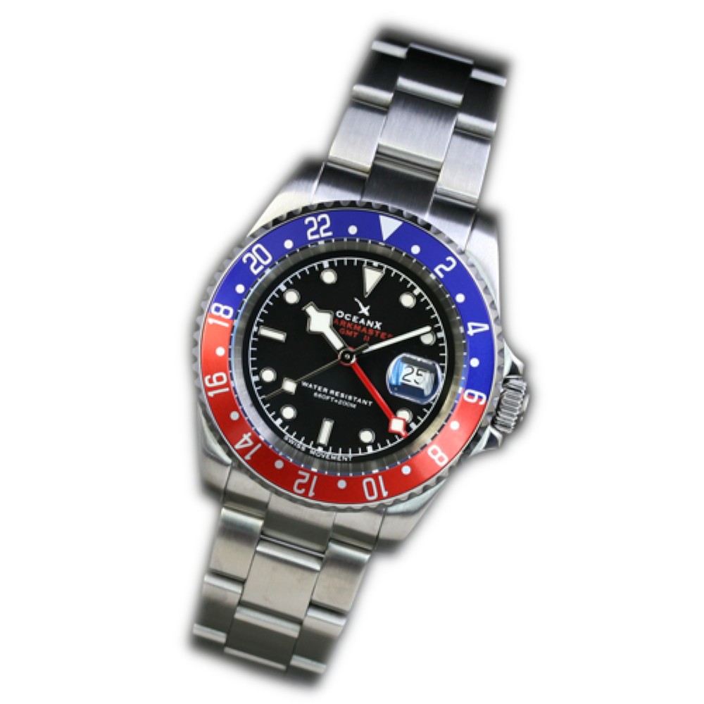 OceanX Sharkmaster GMT II 40mm Quartz Men's Diver Watch Black Pepsi SMS-GMT-0221