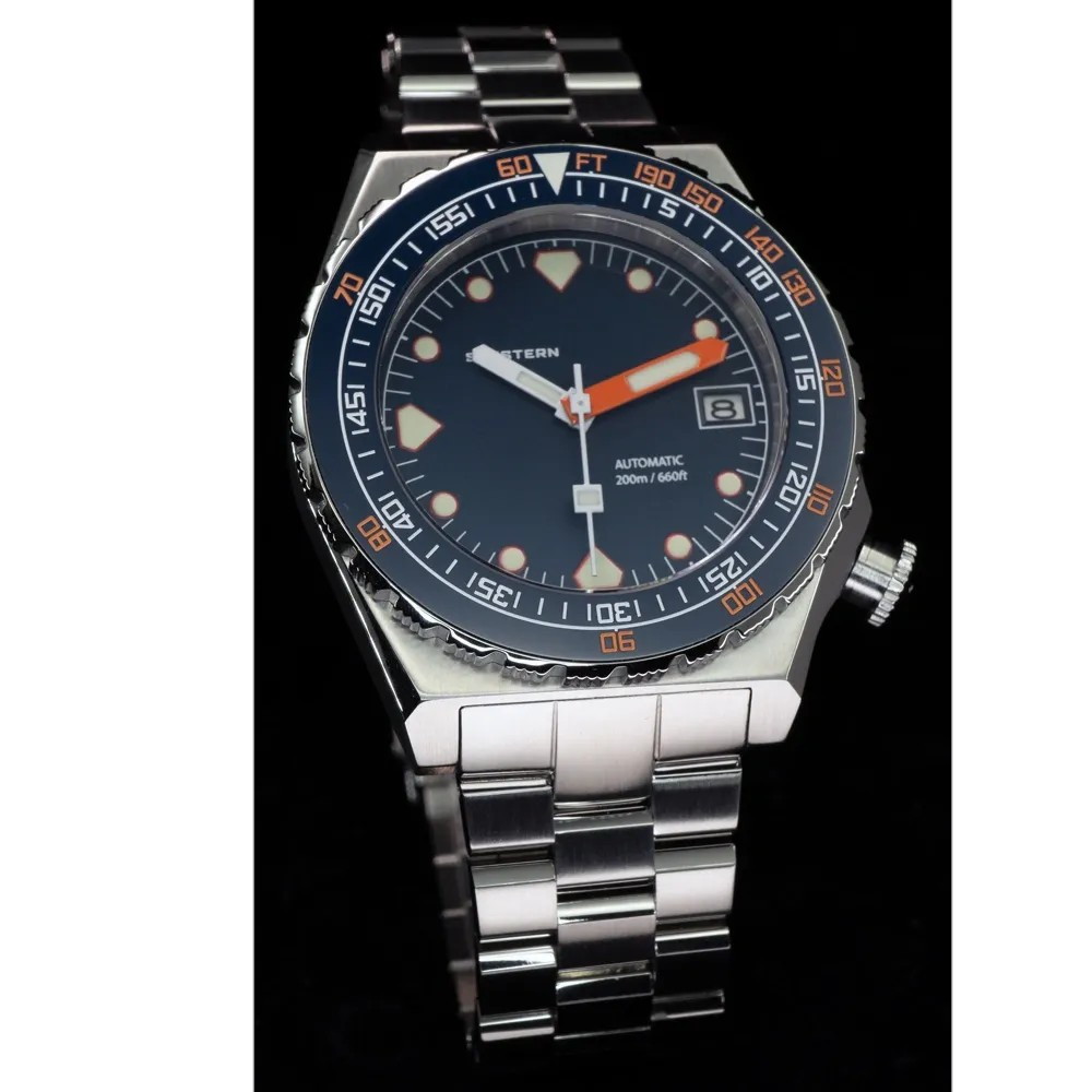 Seestern Vintage Sub 600T Dark Blue Ceramic 40mm Automatic Men's Diver Watch WR200