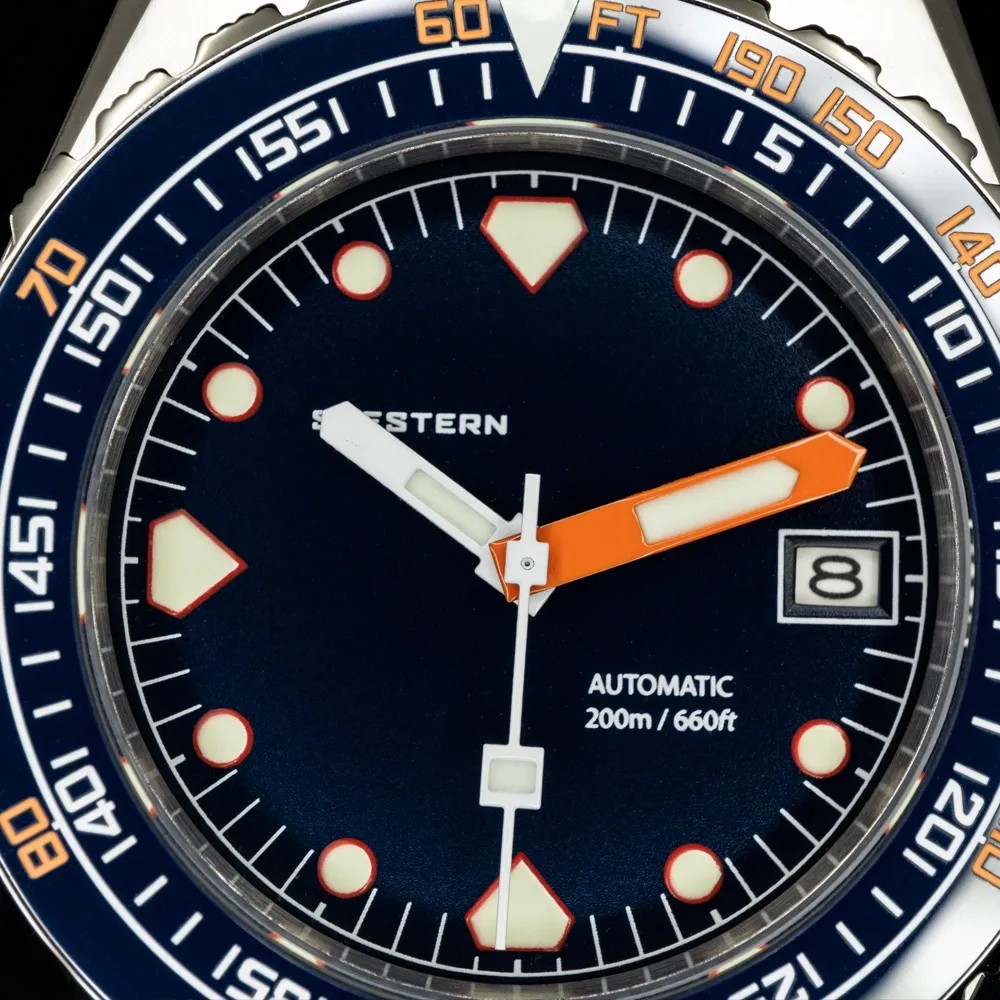 Seestern Vintage Sub 600T Dark Blue Ceramic 40mm Automatic Men's Diver Watch WR200