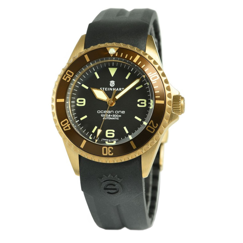 Steinhart Ocean One Bronze Dark Brown 42mm Automatic Swiss Diver Watch 103-0573 Black Silicone Strap