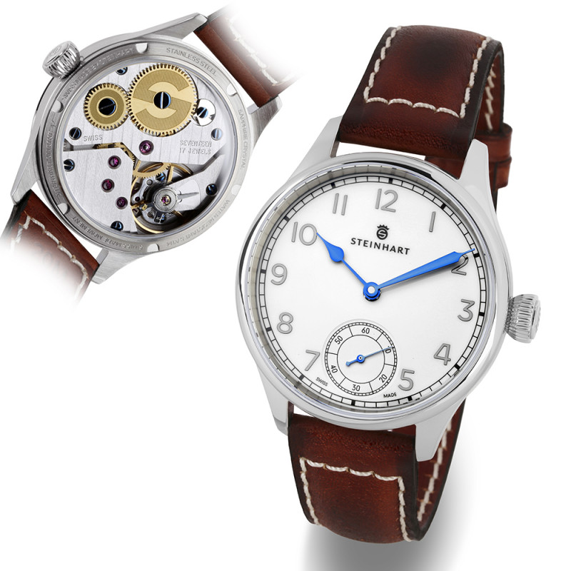 Steinhart Marine Chronometer 42 White Arabic Handwinding Men's Watch 105-1309