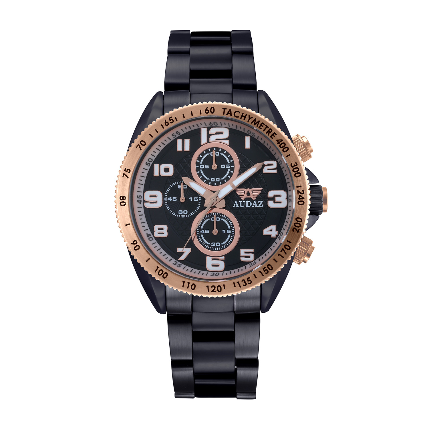 Audaz Sprinter Men's Diver Watch 45mm Rose Gold Plated Fixed Bezel Quartz Chronograph ADZ-2025-04