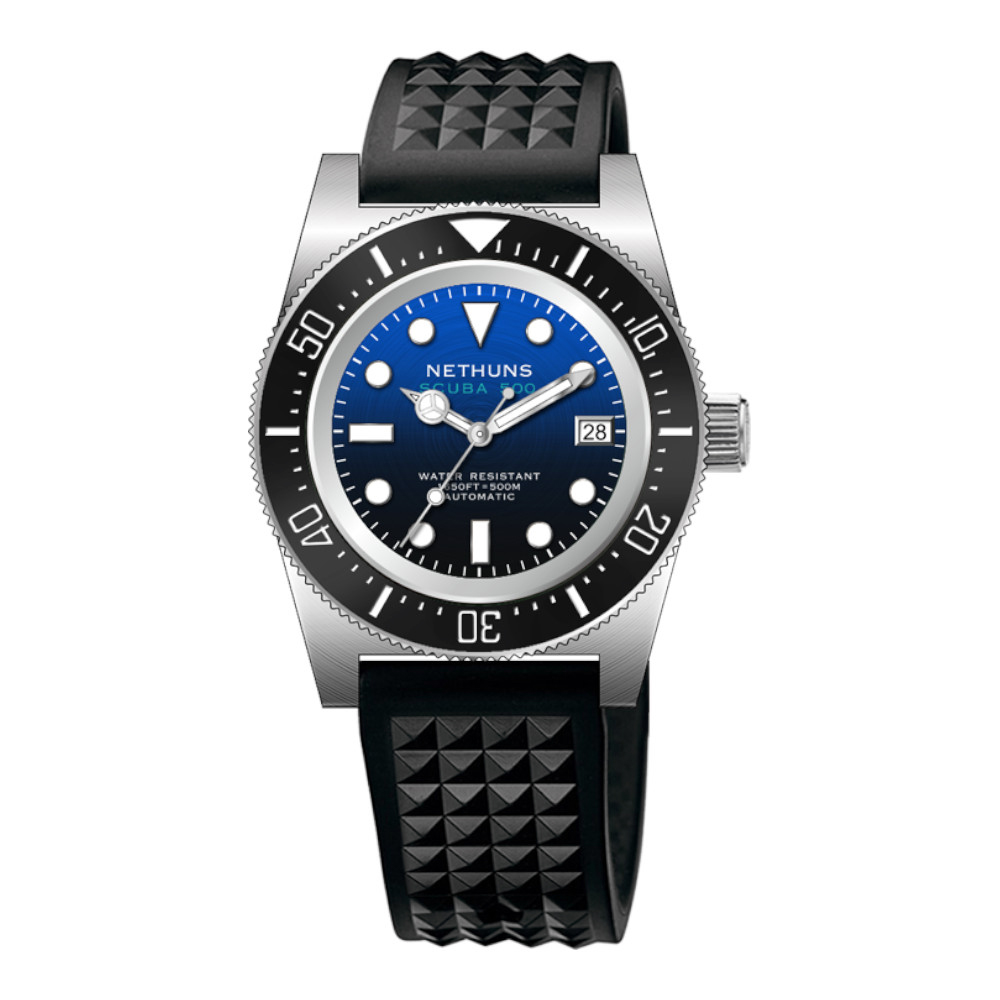 Nethuns Scuba 500 Men's Automatic Watch 41mm Black Ceramic Bezel/Gradient Blue Dial SS514B